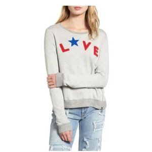 Anthropologie Sundry Grey Star Love Side Zip Sweatshirt 3 Large